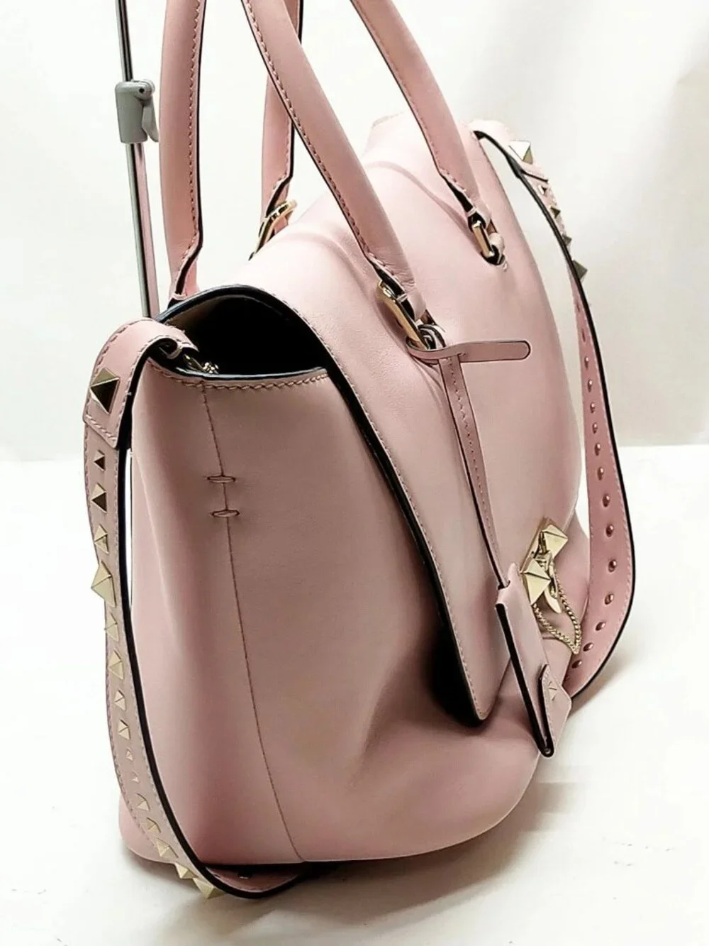 Valentino Garavani Blush Pink Rockstud Large Satchel Shoulder Bag
